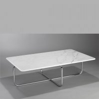stolek nízký – mramor / ocel - chrom, design Vladimír Ambroz / AMOSDESIGN